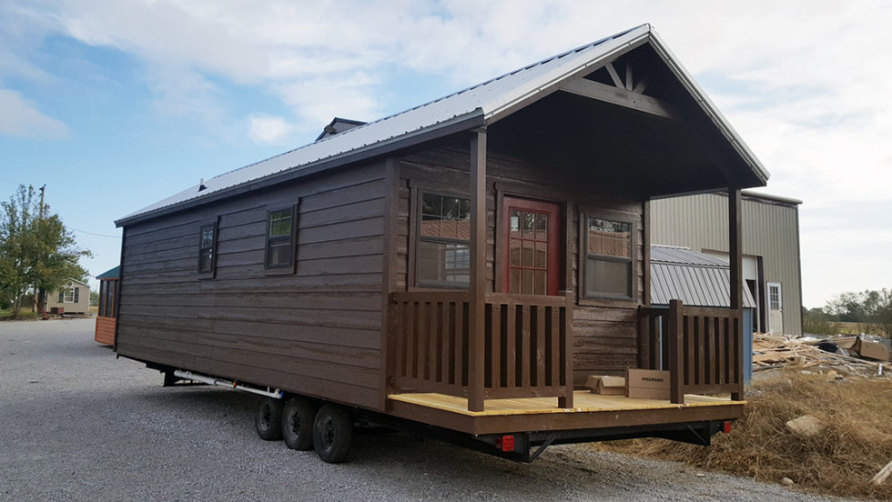 travel trailer log cabin