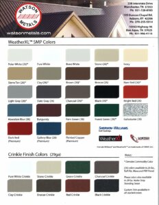 Watson Metals Color Chart | Factory Built Park Model RV Cabins | Tiny ...